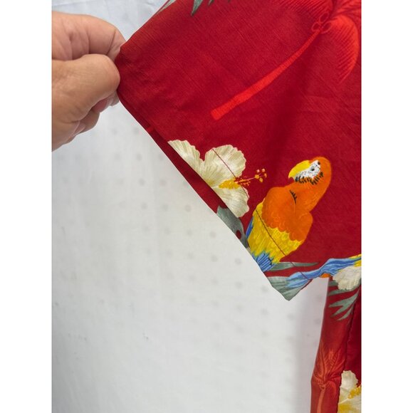 Rima Red Hawaiian Shirt Parrot Floral Print Short Sleeve Men’s Size M - Picture 5 of 7
